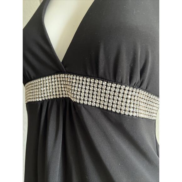 Wet Seal Vintage Y2K Black Rhinestone Halter whimsygoth Top S holiday party top - Picture 10 of 13